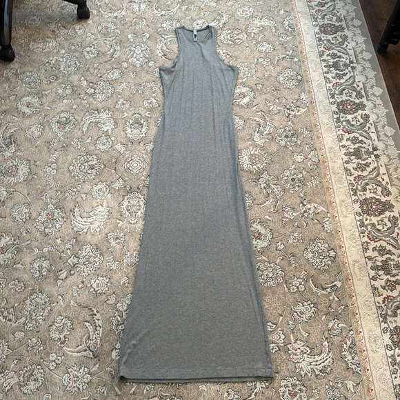 Skims Gray Ribbed cotton Knit racer back long pajama / dress - Picture 1 of 8